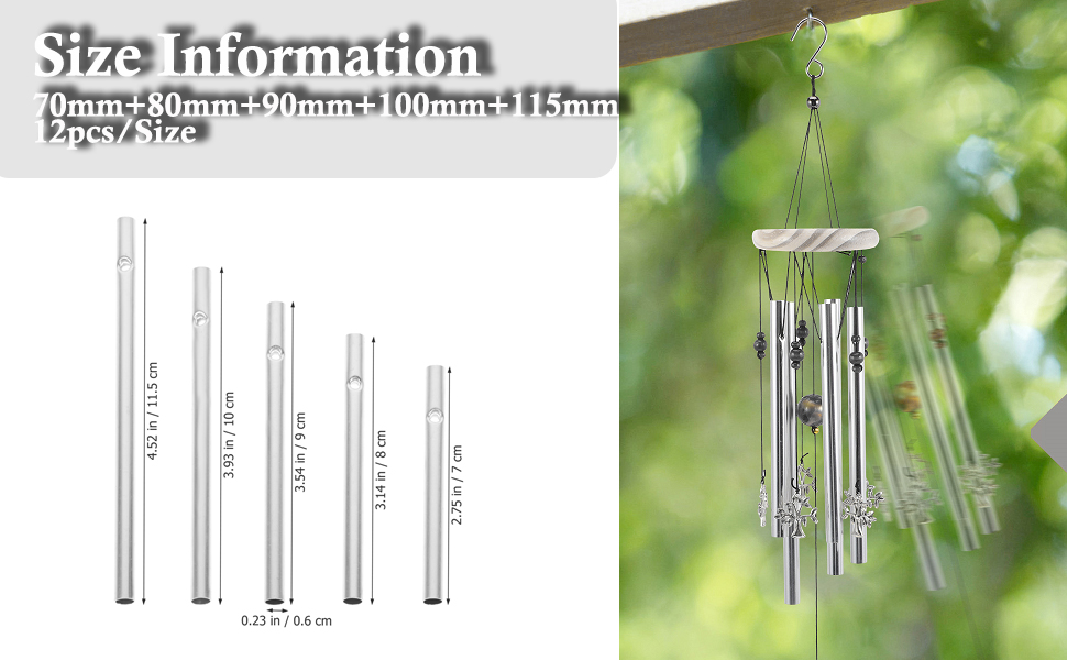 Operitacx 60pcs DIY Wind Chime Making Tubes Aluminum Wind Chime