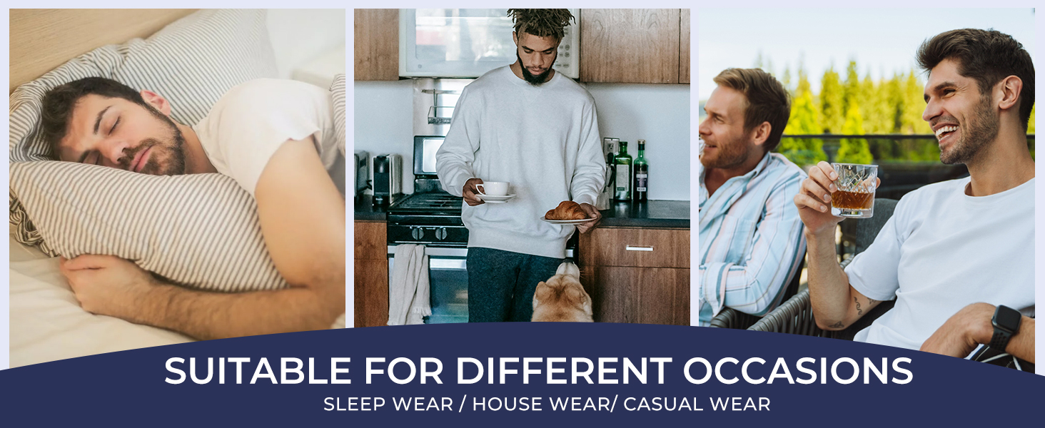 Mens Pajama Set Classic Button Down Sleepwear Soft Long Sleeve Pajamas for Men Lounge Pj Sets