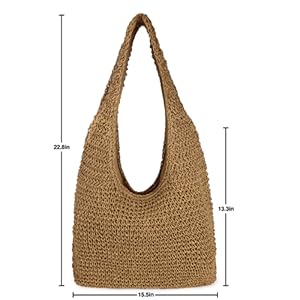 Women Large Straw Beach Bag Handmade Woven Shoulder Bags Hobo Tote Handbag Purse for Summer