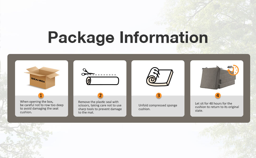 Outdoor cushion package - opening and recovery guide 