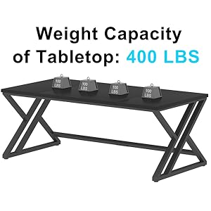 LVB Black Long Computer Desk, Large Industrial Pc Study Home Office Desk, Modern Wood Metal  DESK