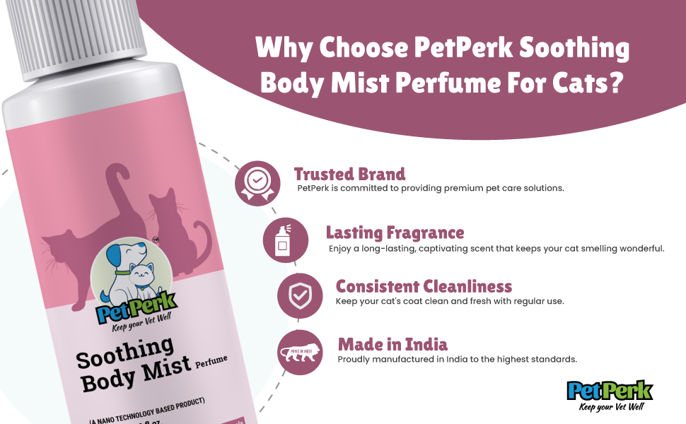 PetPerk Soothing Body Mist Perfume For Cats Advanced Nanotechnology Based Formulation Fresh Aqua