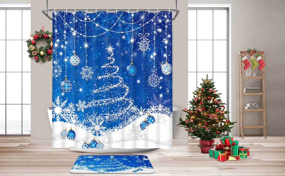 Alishomtll 4 Pcs Merry Christmas Shower Curtain Sets with