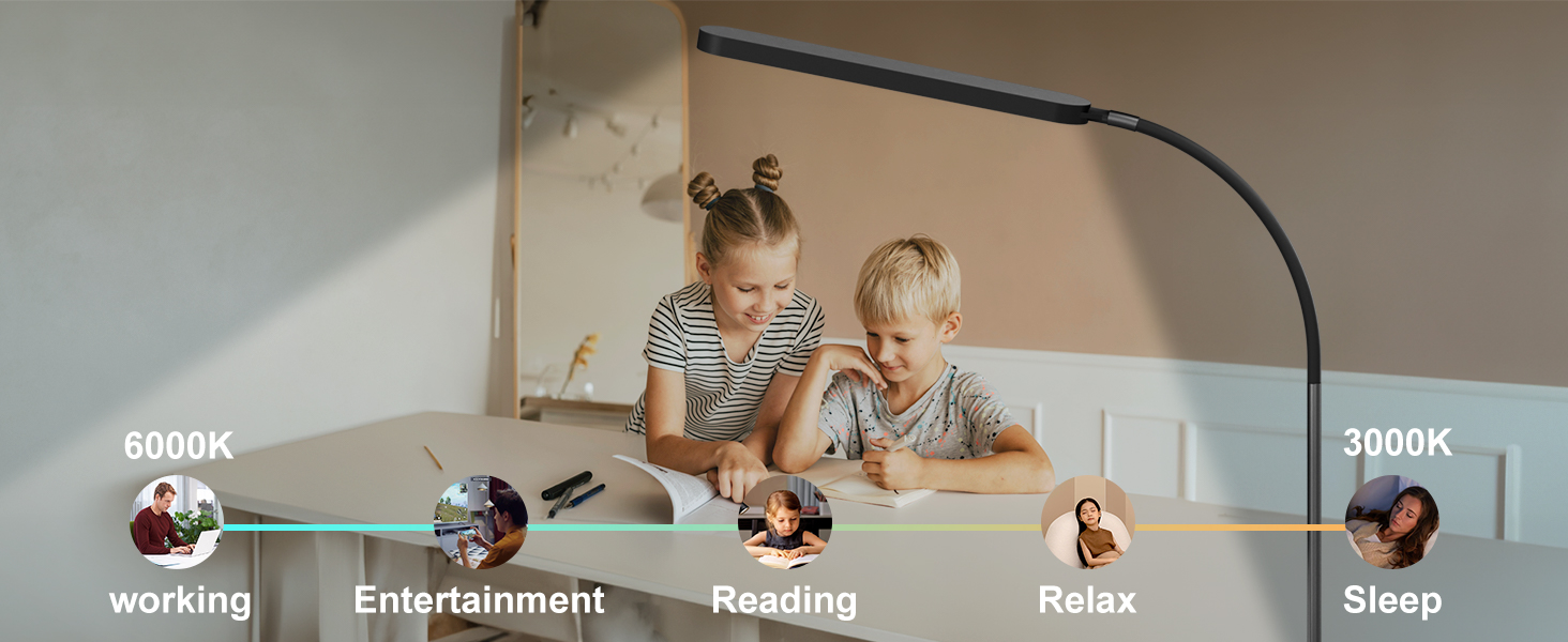 SKYLEO LED Desk Lamp 85cm Desk Light Touch Control 5 Color Modes