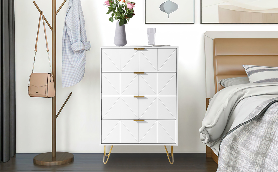 YOCONYO 4 Drawer Dresser, Chest of Drawers with Sturdy