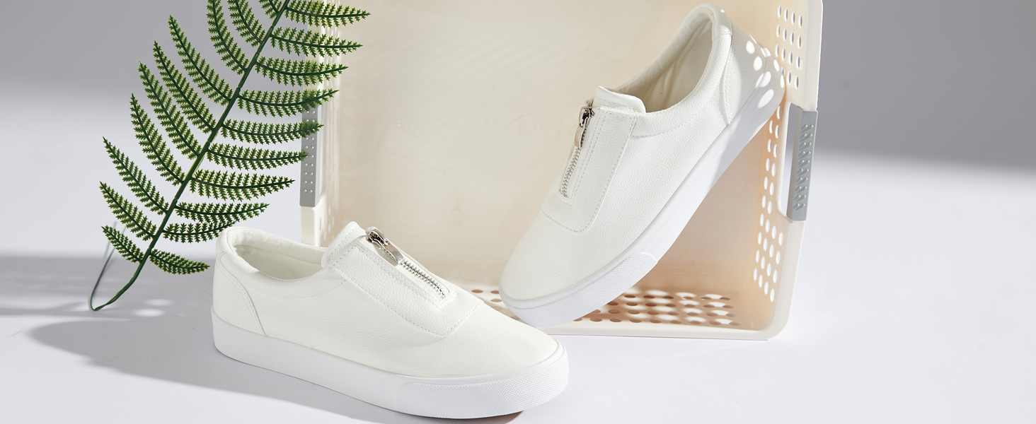 Adokoo Women's Fashion Sneakers PU Leather Casual Shoes