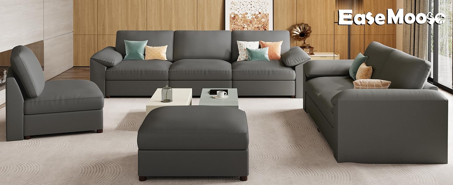Oversized Faux Leather Sectional