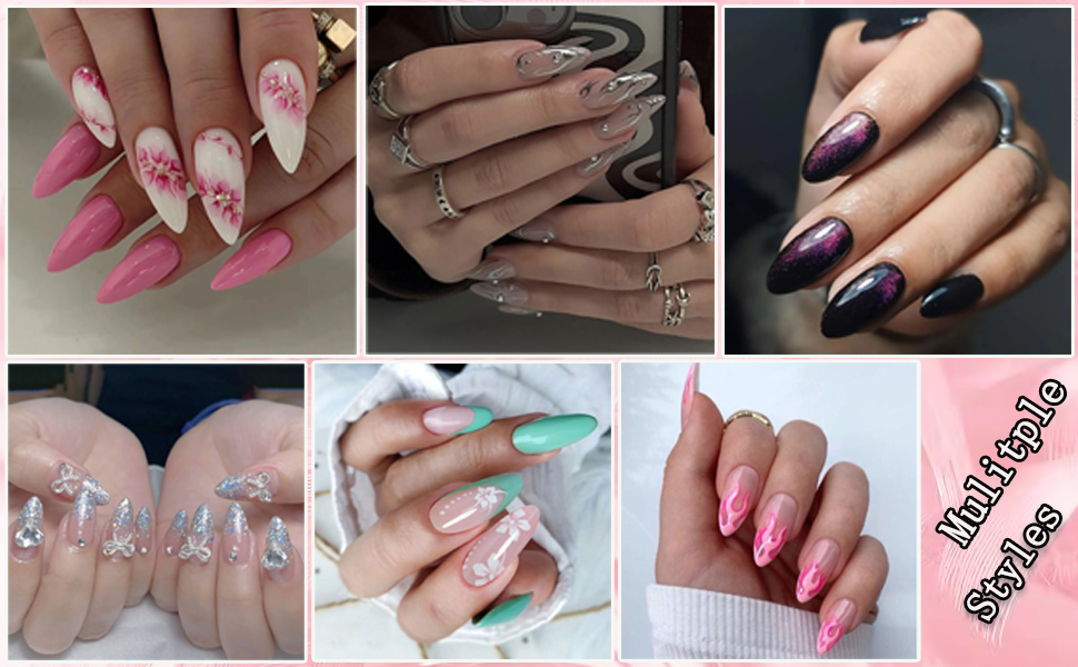 glue on nails almond