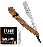 Facón Straight Razors for Men - Professional Barber Straight Edge Razor Kit with 100 Blades, Wood...