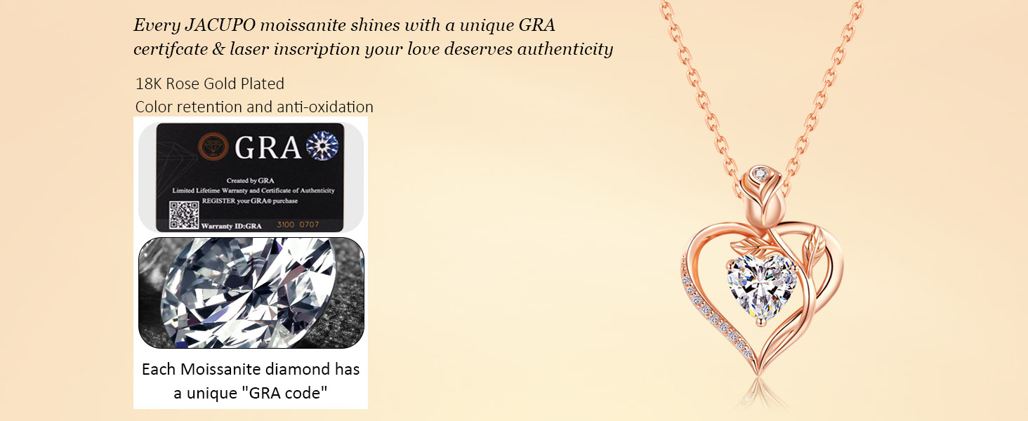 Rose Heart Moissanite Necklace