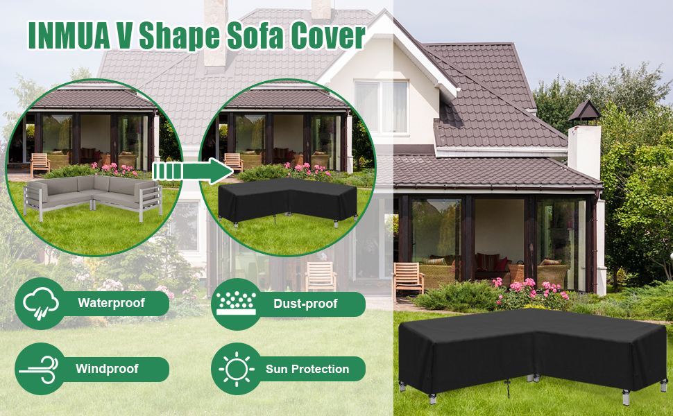 INMUA Garden Corner Sofa Cover VShape Garden Furniture Covers