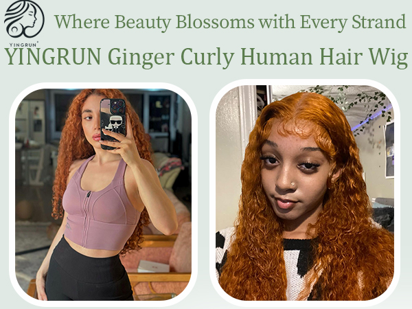 ユージーン　wig新品 Amazon.com : Ginger Lace Front Wigs Human Hair 26 Inch 13×4