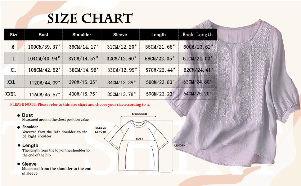 Linen Shirts for Women Summer 2025 Retro Embroidered 3/4 Sleeve Tops Dressy Casual Blouses