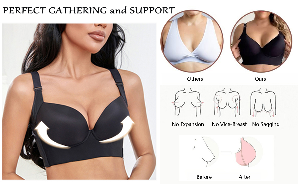 Giom Women Filifit Sculpting Uplift Bra,Fashion Deep Cup Bra Hides Back