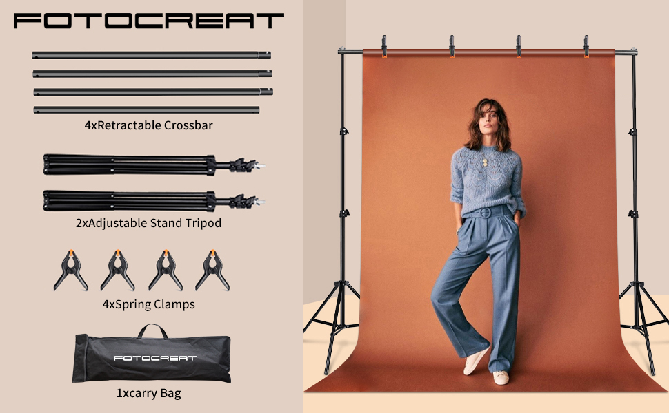 FOTOCREAT Backdrop Stand Kit 8.5x10ft,Adjustable Photo
