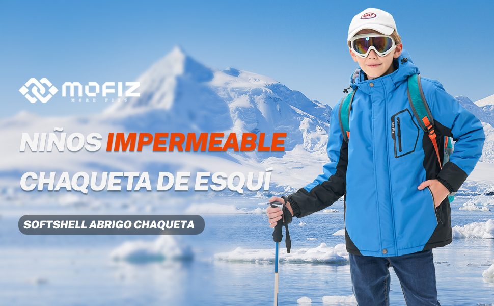 MoFiz Chaquetas de Esquí para Niño Invierno Forro Cálido Abrigo Impermeable de Montaña con Capucha