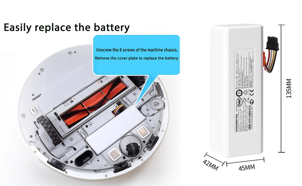Amazon.com: 1C Robot Vacuum Cleaner Battery for Xiaomi 1C P1904-4S1P-MM ...