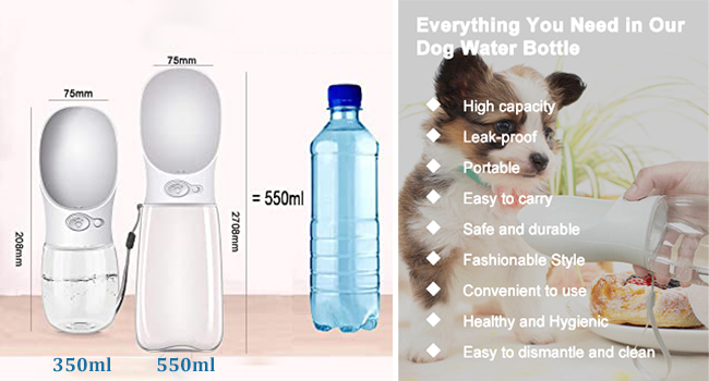 Dog Water Bottle, 350/550 ml Travel Bottle for Walking for Dogs, Puppy Drink Dispenser Portable Cup for Drinking for Pets Outdoor, Gift for Dogs 19 bottle