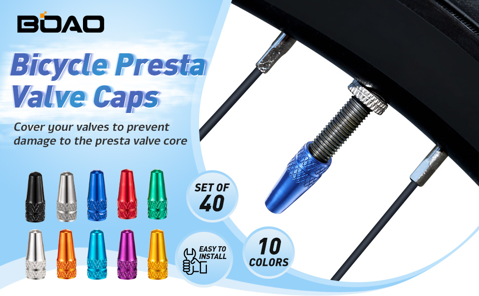 40 Pieces Bicycle Presta Valve Cap Multi Color Anodized Aluminum Presta Cycling