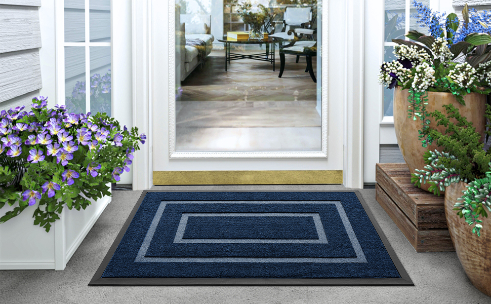 DEXI Front Door Mat, NonSlip Durable Low Profile Mat, Heavy Duty Waterproof