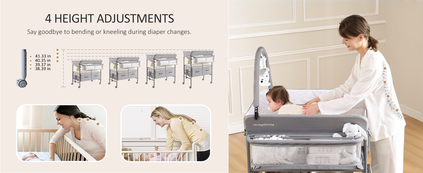 A height-adjustable diaper-changing table.