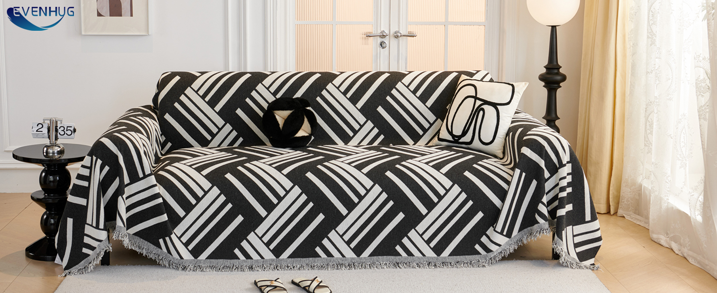 EVENHUG Couch Cover Boho Sofa Covers Washable Chenille