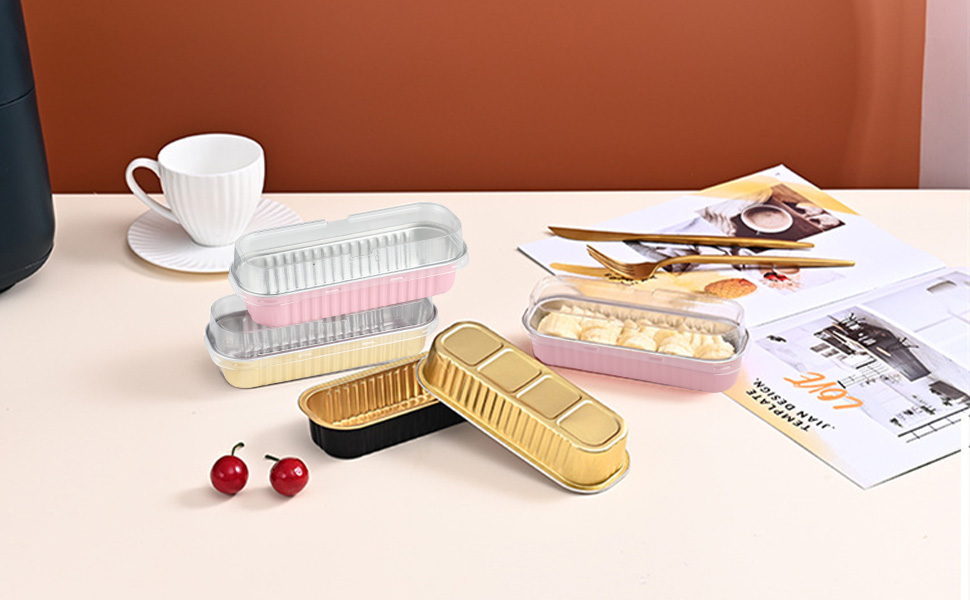 Jogoico 90Pcs/30Set Mini Loaf Cake Cases, 200ML Mini Loaf Pans with Lids and Spoons, Mini Loaf