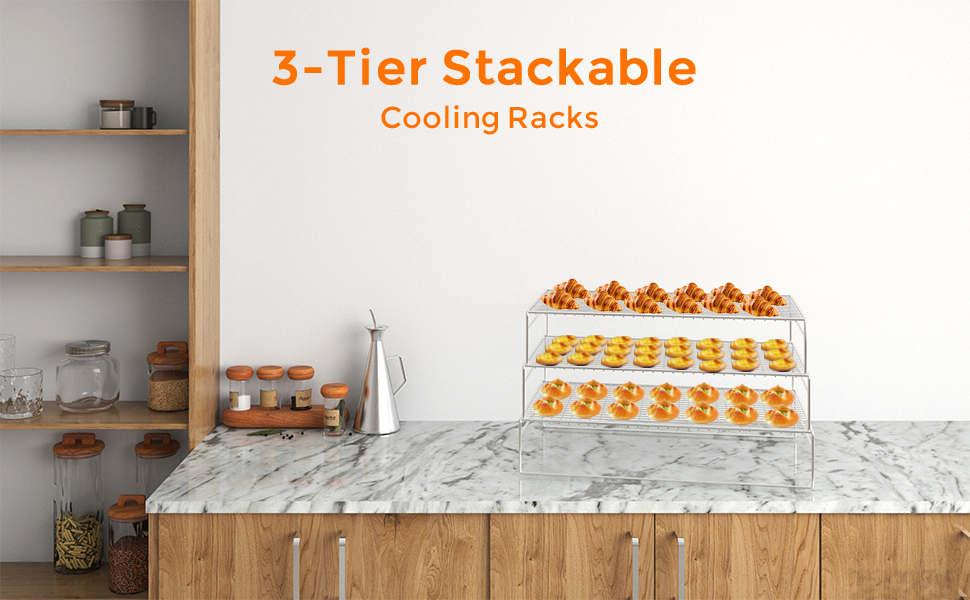 LANEJOY 3Tier Stackable Cooling Racks for Cooking and