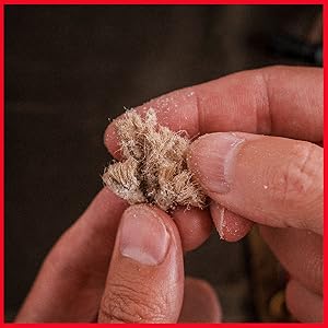 Fray this emergency fire starter by rubbing the strands between your fingers