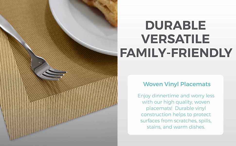 Placemats Set of 6,Placemat with Coasters Heat Stain Scratch Resistant