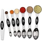 Magnetic Measuring Spoons Set Stainless Steel with Leveler, Stackable Metal Tablespoon Measure Sp...