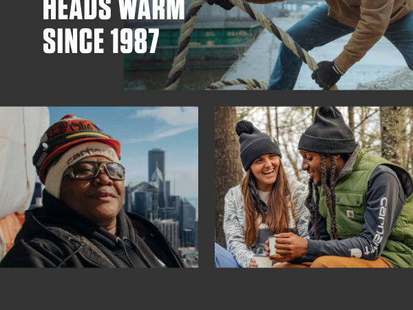 Hardworking men and women wearing iconic Carhartt Knit Cuffed Beanie and Pom-Pom Knit Cuffed Beanie 