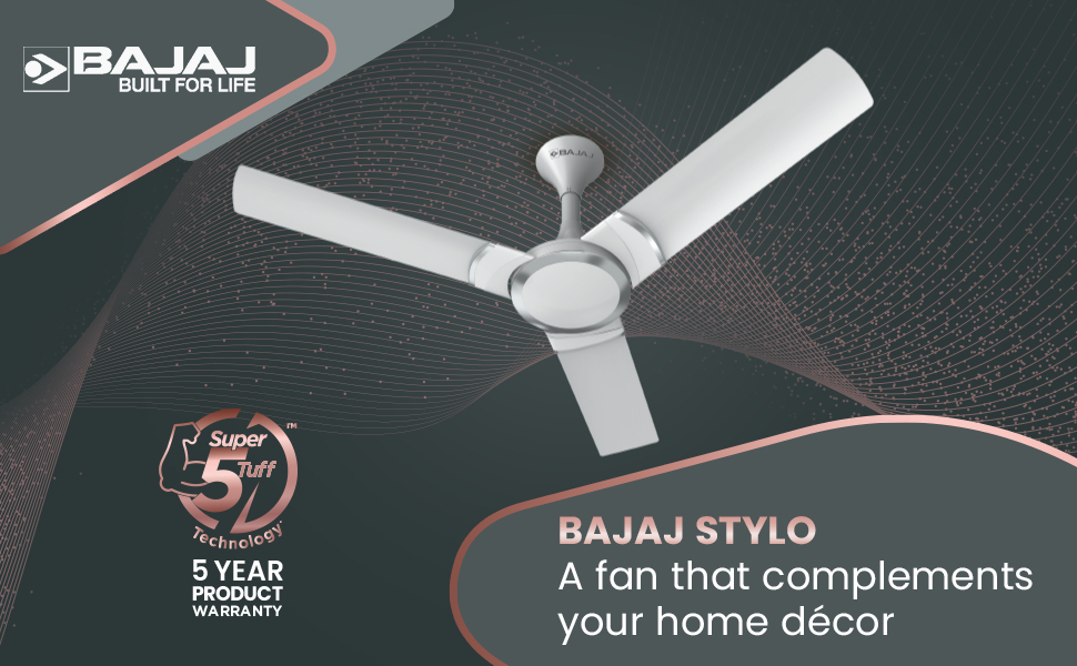 Bajaj Stylo 12S2 1200mm Sparkle White Ceiling Fan