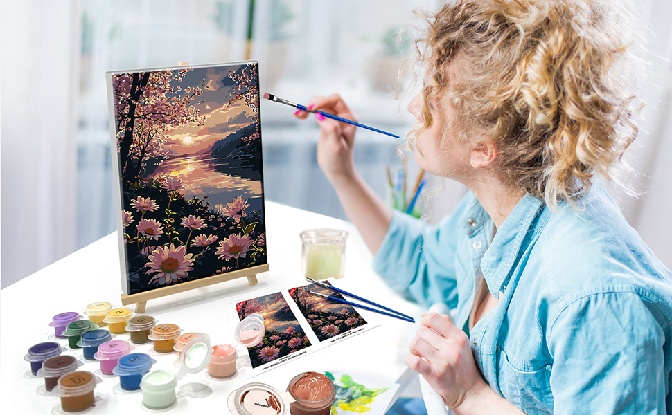 ATDMS Paint by Numbers Kit for Adults DIY Sunset Paint by