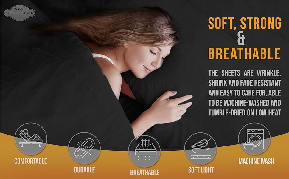 soft, strong and breathable sheets, woman sleeping