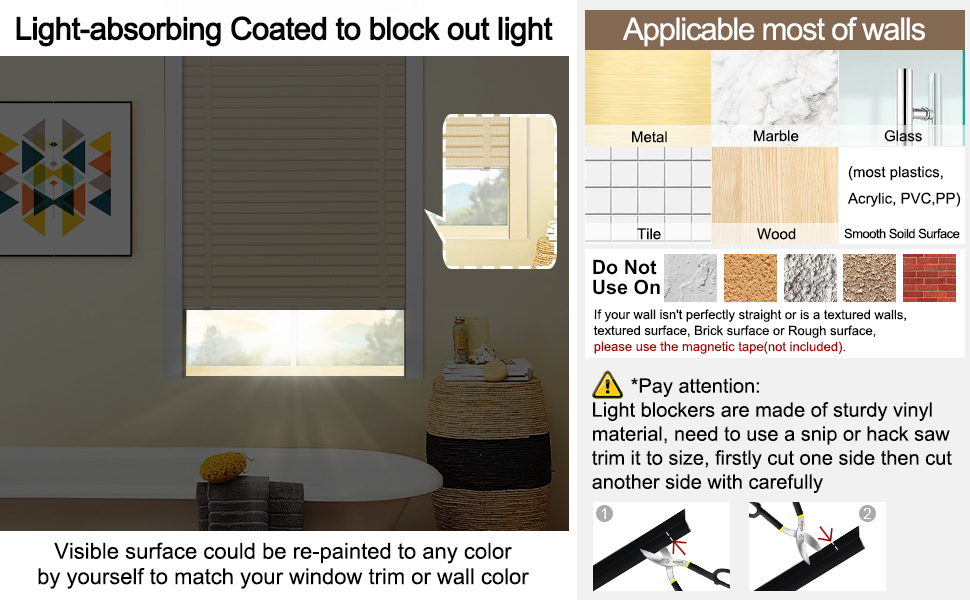 Moonice PVC Light Blocking Strips for Blinds Block Light