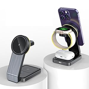 Amazon.co.jp: Eisuiyi ワイヤレス充電器 マグネット式 3in1充電
