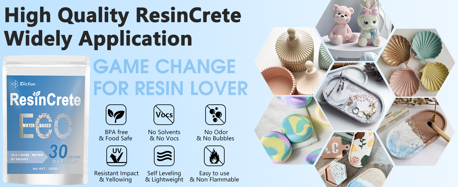 JDiction ResinCrete, 1000g Fast Curing Terrazzo Resin Kit, Casting