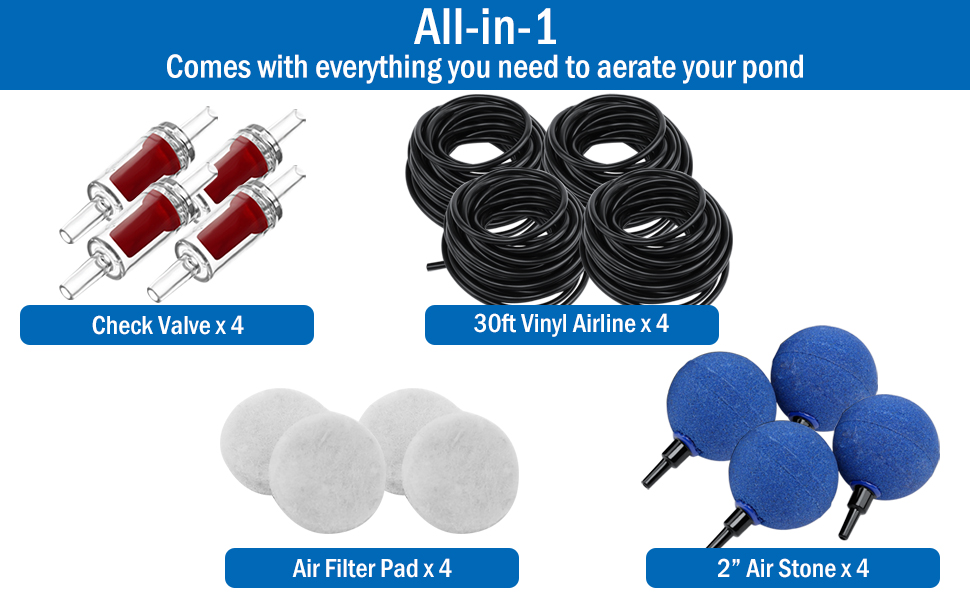 Pond Aeration Kit AquaMiracle Pond Air Pump Kit Koi Pond