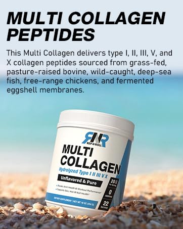 Rep N Roll Multi Collagen sources from grass-fed bovine, deep-sea fish, free-range chickens & eggs.