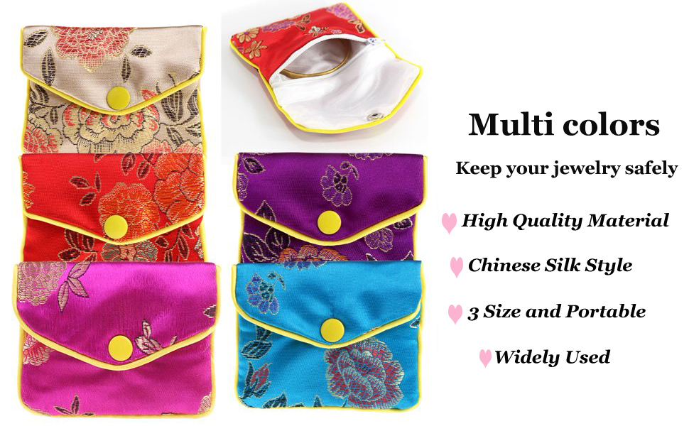 Baitaihem 15 Pack Jewelry Purse Pouch Gift Bags Chinese Silk Style