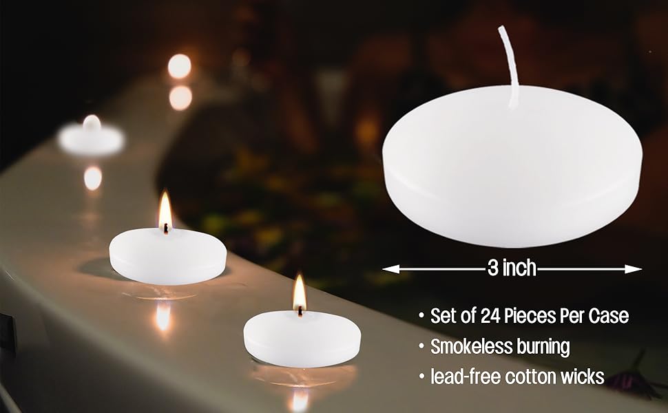 Large Floating Candles 3 Inch Bulk Pack for Events Floating