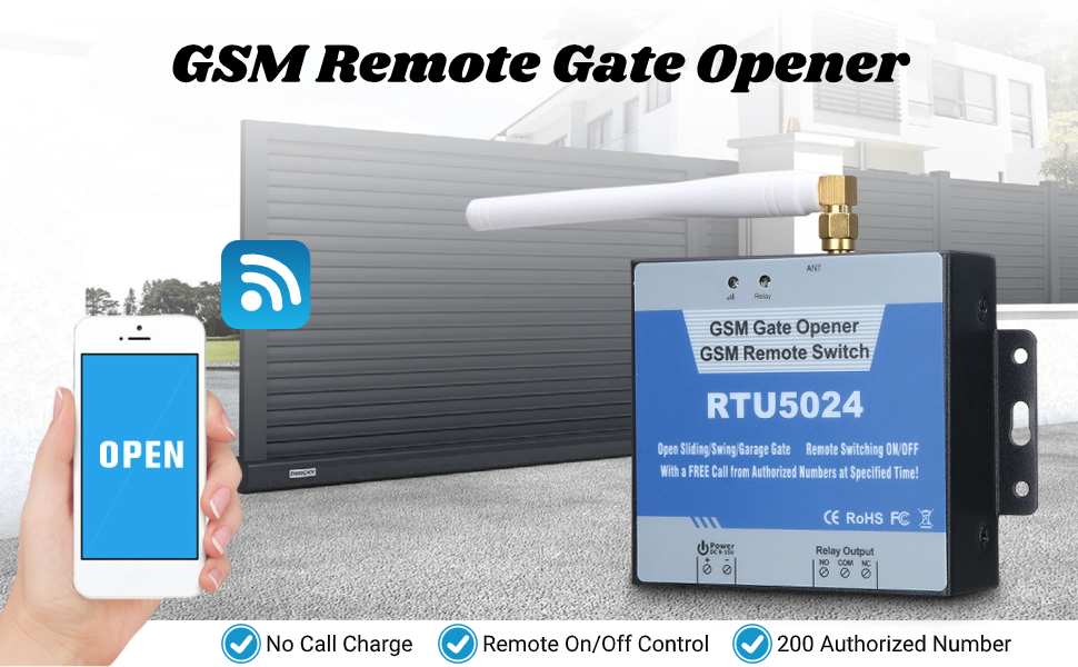 GSM Gate Opener, RTU5024 Remote Controller with Smart ID Recognition