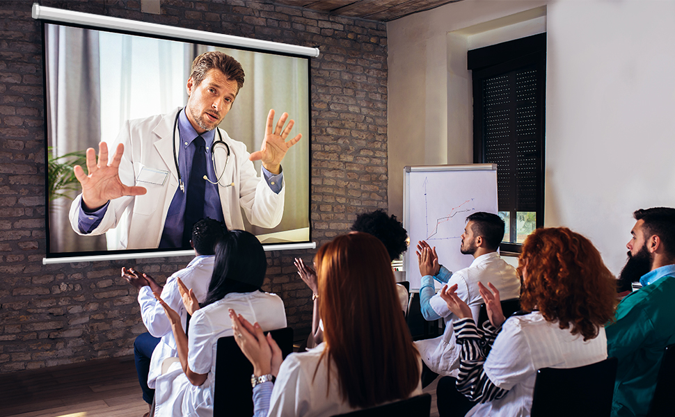 82'' 169 HD Motorized Projection Screen, Folding Anti