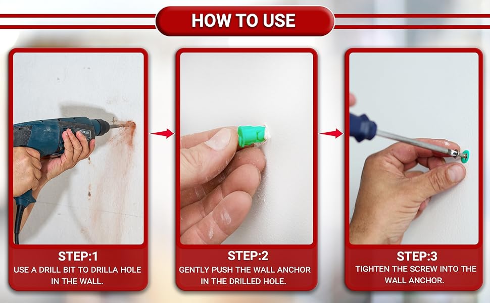 Maxopro Drywall Anchors and Screws Kit 370 Pcs Plastic Dry Wall