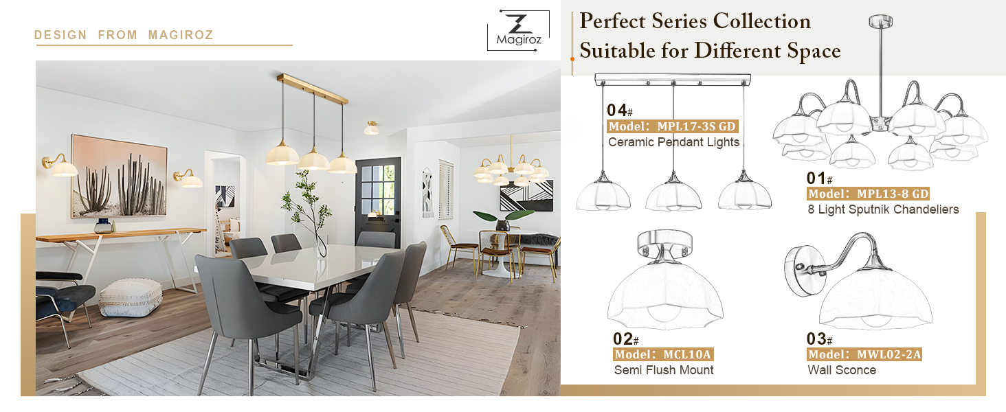 8 Lights Gold Sputnik Chandelier Light
