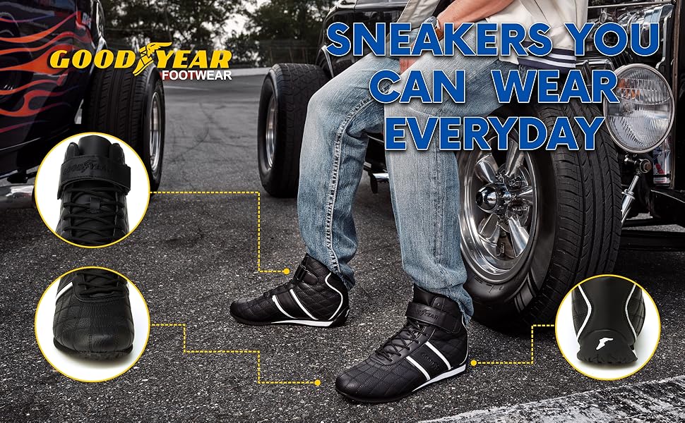 Amazon.com | Goodyear Mens Clutch Racer Sneaker â High-Top Sneakers, PU Leather & Mesh Lining