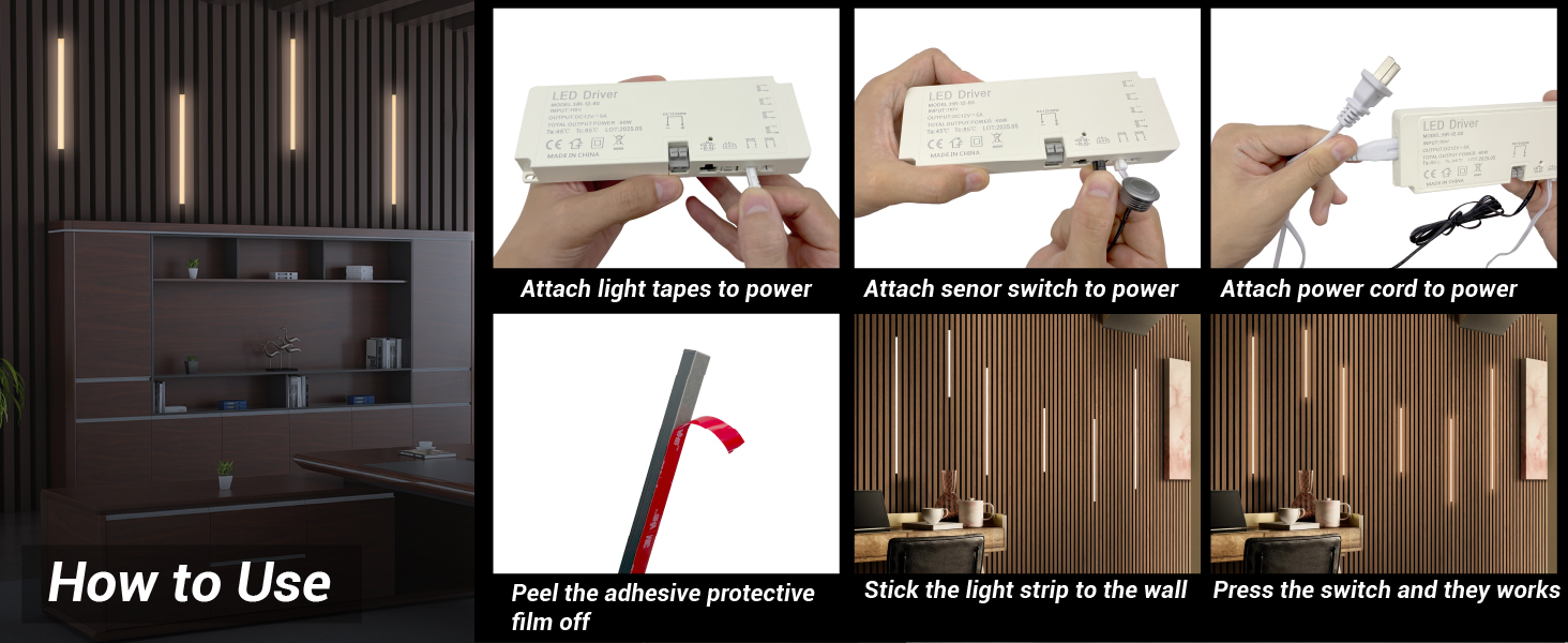 Wood Slat Wall Panel Lights Intall