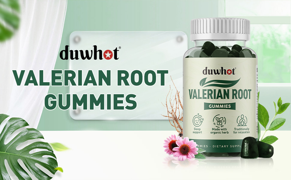 duwhot Melatonin Free Valerian Root Gummies, Chewable