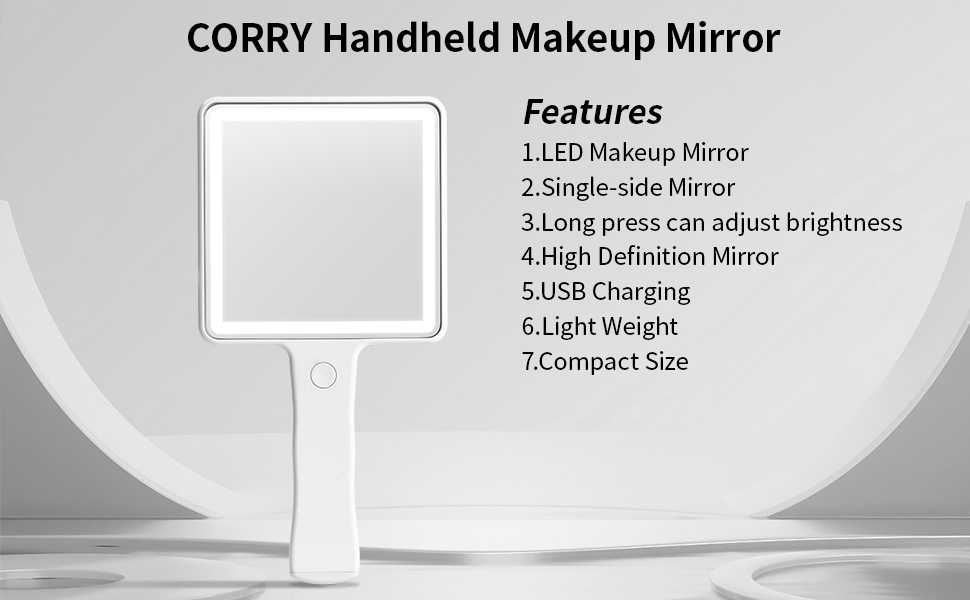 CORROY Travel Hand Held Mirror Handheld Mirror with Handle